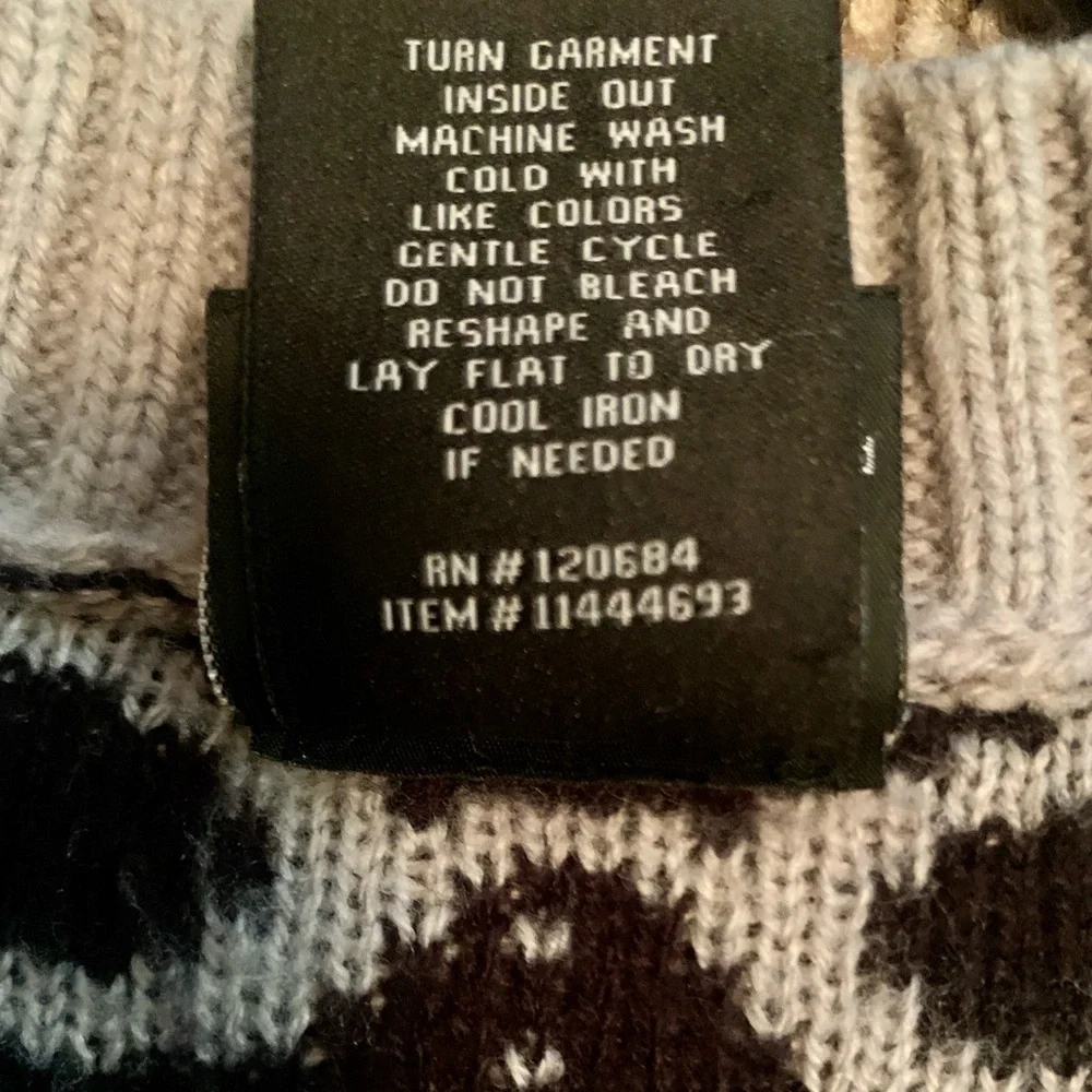 Hot Topic Harry Potter Fair Isle Gray Black Open Cardigan Medium - Picture 7 of 8